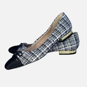 Karl Lagerfeld Nantes 2 Black Tweed Boucle Pearl Heel Flats
